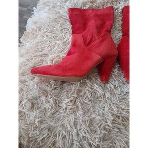 Labella Women’s 8 Red Leather 1/4 Zip Heel Boots